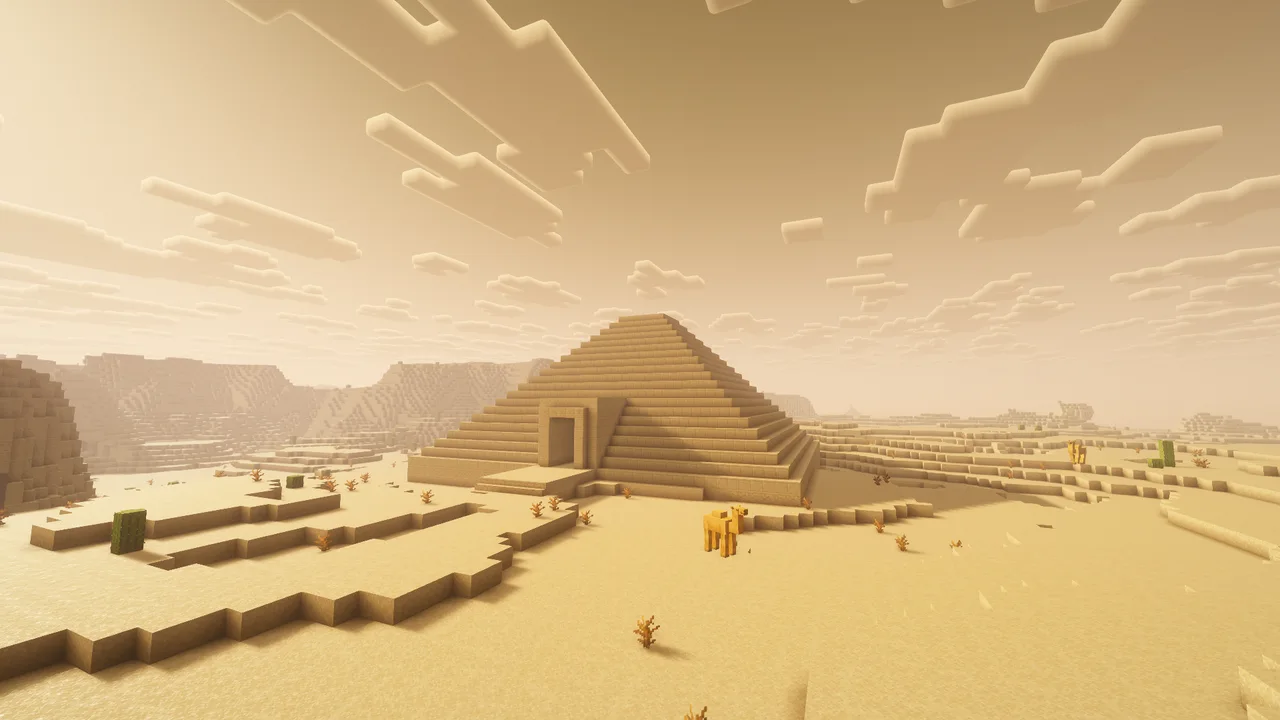 The Temple of Ra, a stepped sandstone pyramid, standing on the dunes of Abydos